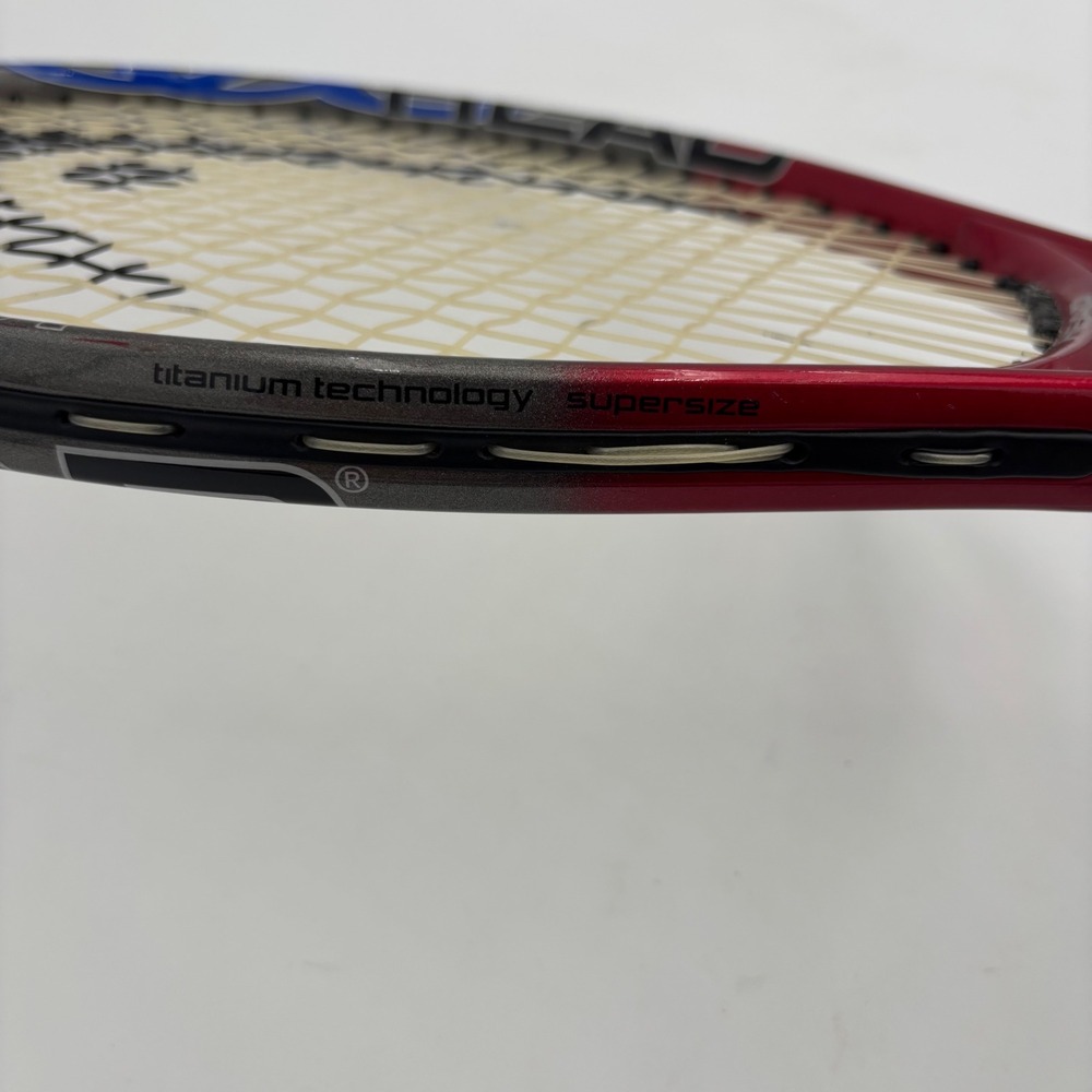Head Ti.Conquest Tennis Racquet Unisex 4 1/4 Red Blue Excellent Titanium Nano - Picture 7 of 8